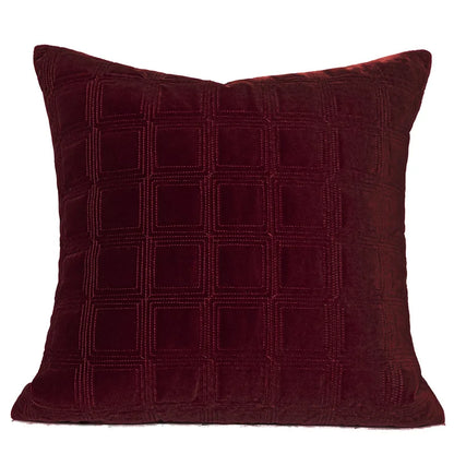DecorBites™ Burgundy Velvet Geometric Embroidered Bed Runner Luxury Bedroom Hotel Wedding