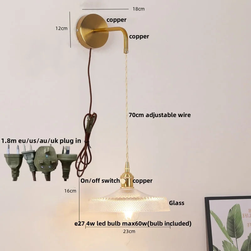 DecorBites™ LED Wall Lights Bar Bedroom Study Clear Glass Bedside Lamp Modern Stair Light Fixtures