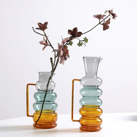 DecorBites™ Glass Bubble Ring Vase: Transparent Handle Vase for Flower Arrangement & Home Decor