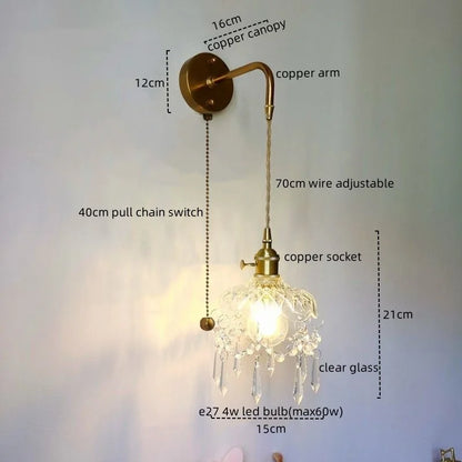 DecorBites™ Crystal Copper LED Wall Sconce Light for Home Decor & Indoor Lighting