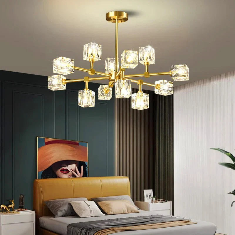 DecorBites™ Crystal Chandelier Pendant Light for Living Room Bedroom Ceiling, Luxury Indoor Lighting