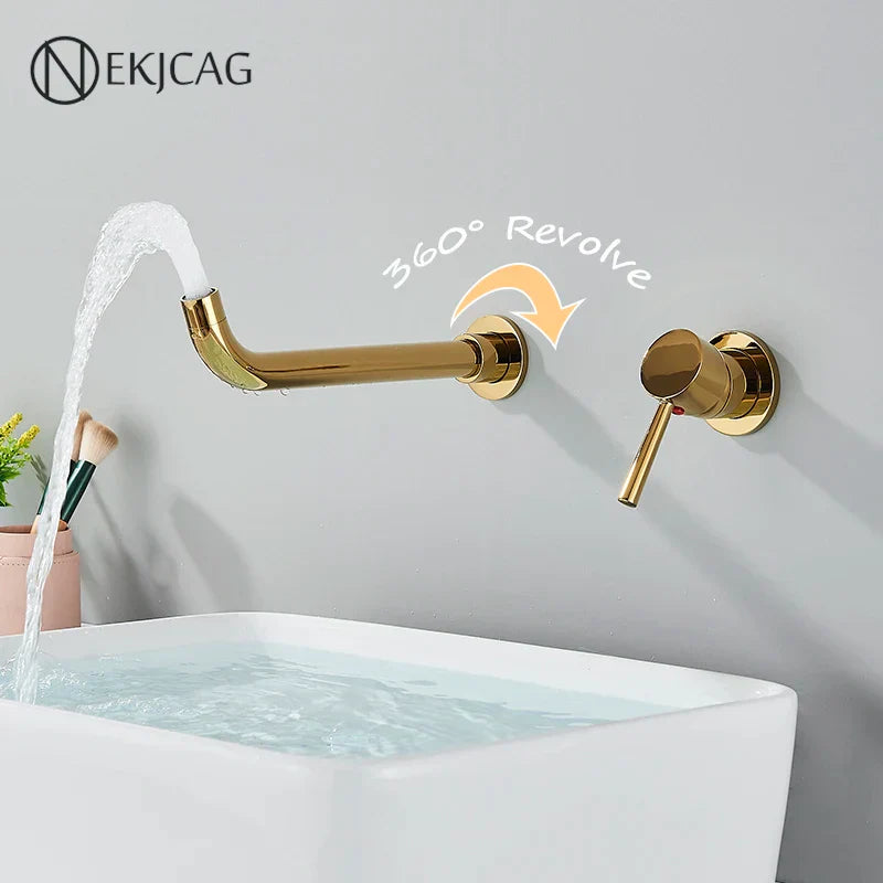 Grifo de la Cuenca de Oro Decorbites™: Asa Única, Agua Caliente y Fría, Acabado en Negro Mate