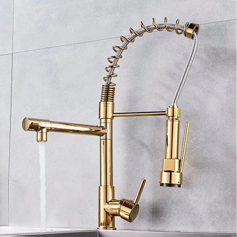 DecorBites™ Kitchen Faucet Pull Out Dual Spout Single Handle Mixer Tap 360 Rotation