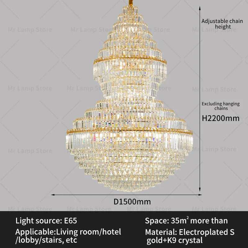 DecorBites™ Crystal Chandelier: Modern Duplex Loft & Villa Living Room Lighting