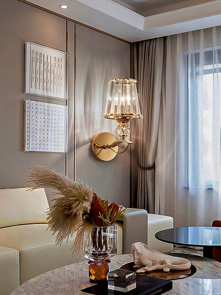 DecorBites™ Crystal Wall Lamp: Modern Simple Luxury for Bedroom Staircase Living Room TV Background