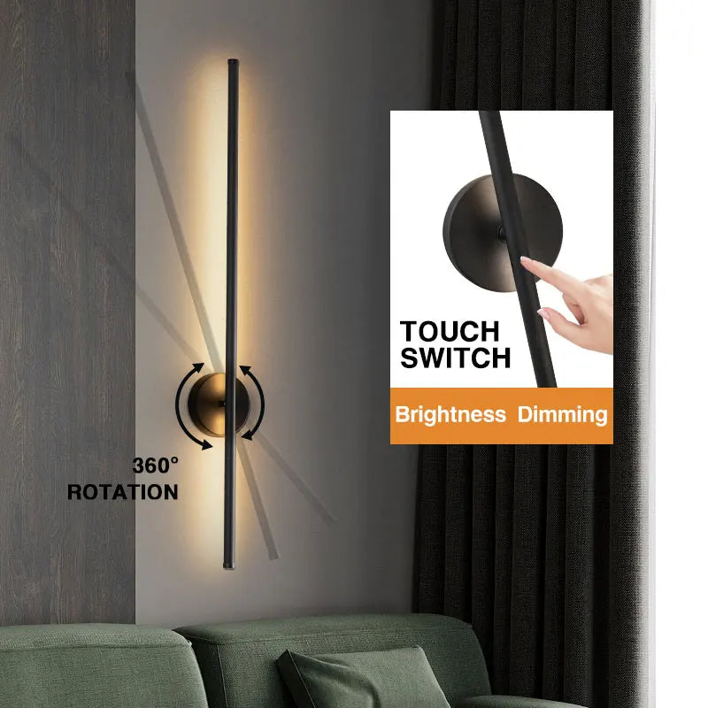 DecorBites™ Dimmable LED Wall Sconce Black Wall Lighting for Bedroom Living Room