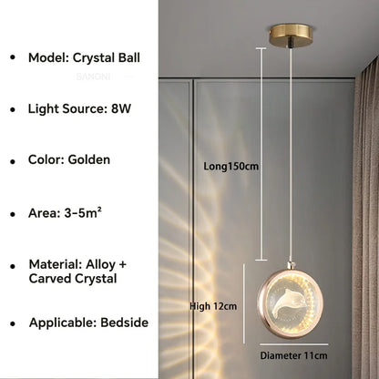 Lámpara de araña de bola de cristal DecorBites™ - Lámpara colgante de lujo para dormitorio y sala de estar
