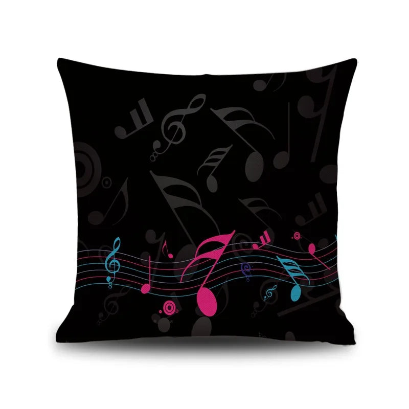 DecorBites™ Letter Notes Piano Graphic Print Linen Pillowcase 45x45cm Living Room Decor