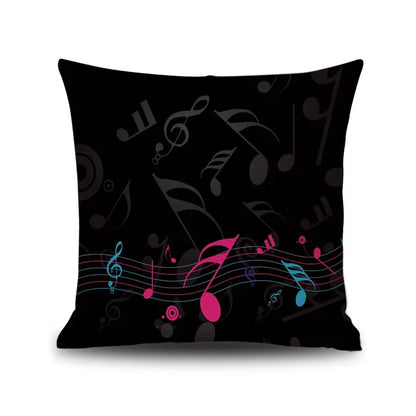DecorBites™ Letter Notes Piano Graphic Print Linen Pillowcase 45x45cm Living Room Decor
