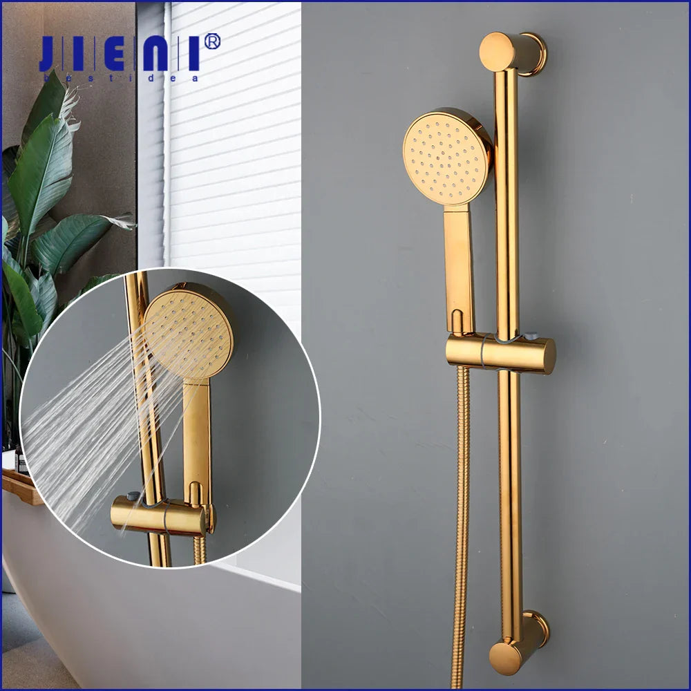 DecorBites™ Gold Finished Handheld Shower Rod Wall Mounted Double Hole Taps