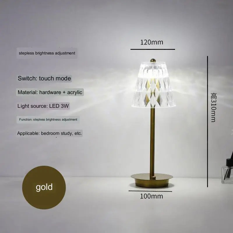 DecorBites™ Diamond Touch Desk Lamp, Modern Metal, Bedside Atmosphere, Creative & Romantic
