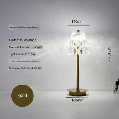 DecorBites™ Diamond Touch Desk Lamp, Modern Metal, Bedside Atmosphere, Creative & Romantic