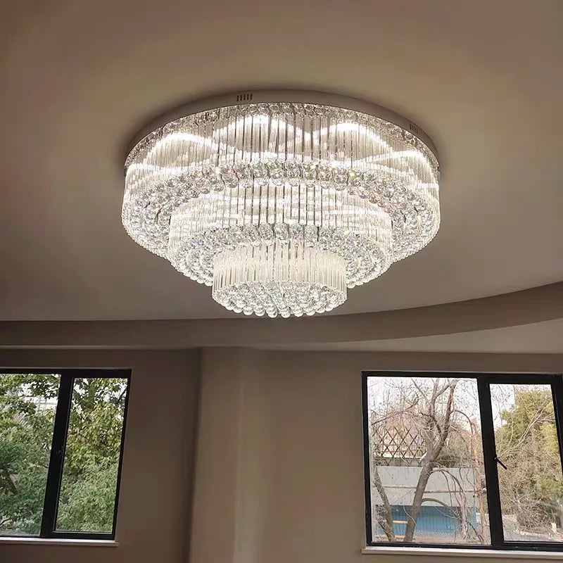 DecorBites™ Large Crystal Ceiling Lamp: Elegant Home & Hotel Lighting Fixture