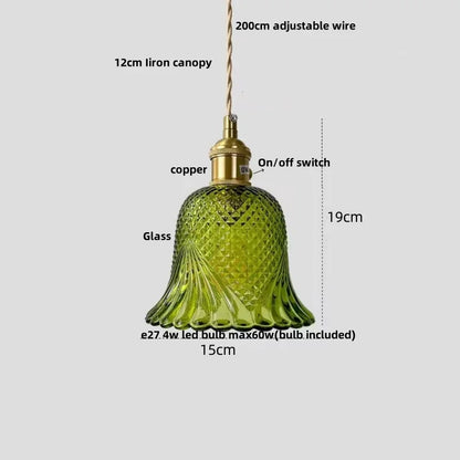DecorBites™ Green Glass LED Hanging Pendant Lights