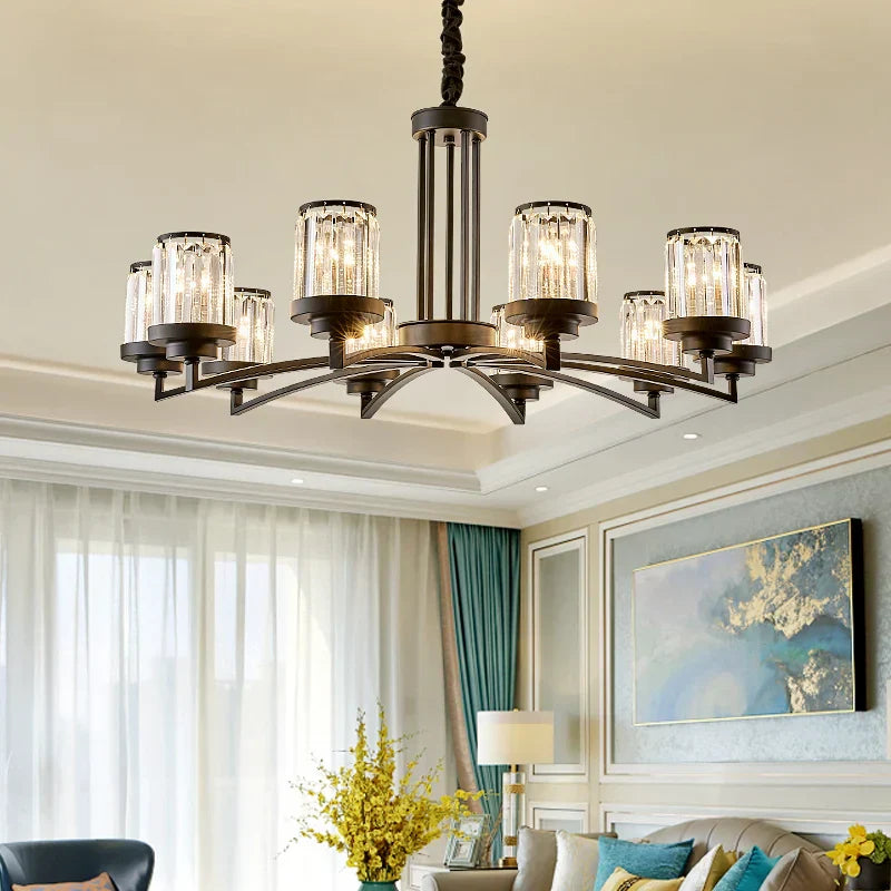 DecorBites™ Black Art Crystal Chandelier for Luxury Living Room Bedroom Lighting Fixtures