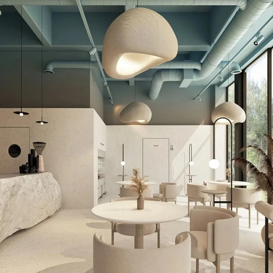 Lámpara de araña DecorBites™ estilo crema Wabi Sabi para escaleras, estilo nórdico, con luces colgantes LED.