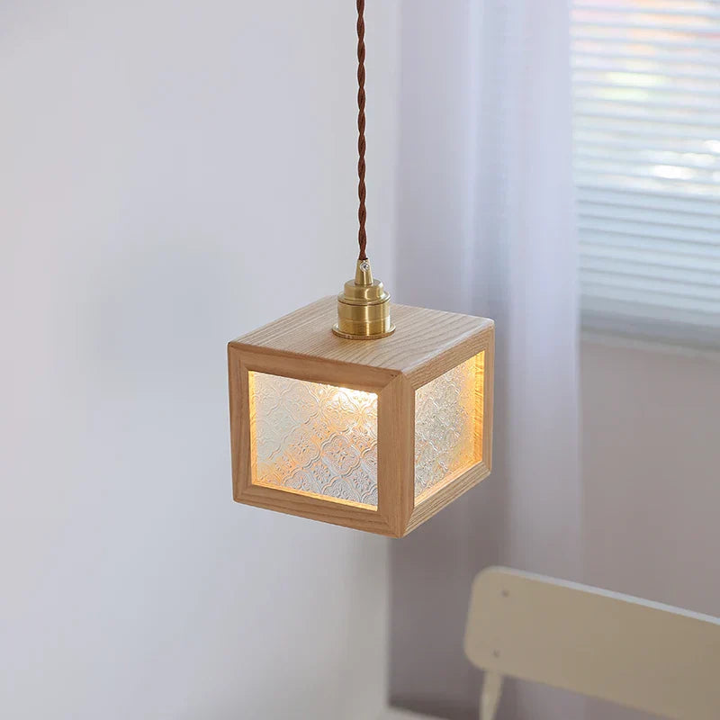 DecorBites™ Clear Glass Walnut Wood LED Pendant Lamp - Nordic Modern Hanging Lights