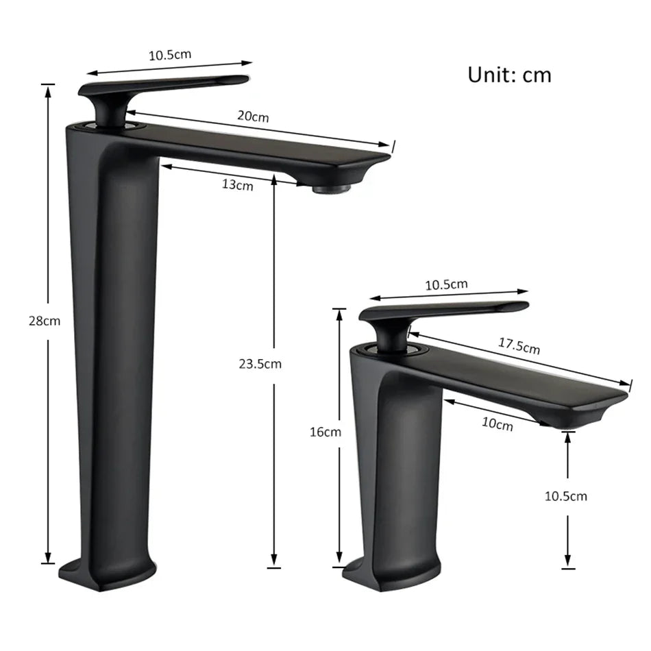 DecorBites™ Black Basin Mixer Faucet for Bathroom Vanity, Deck Mounted Hot and Cold Water Tap