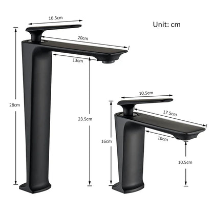 DecorBites™ Black Basin Mixer Faucet for Bathroom Vanity, Deck Mounted Hot and Cold Water Tap