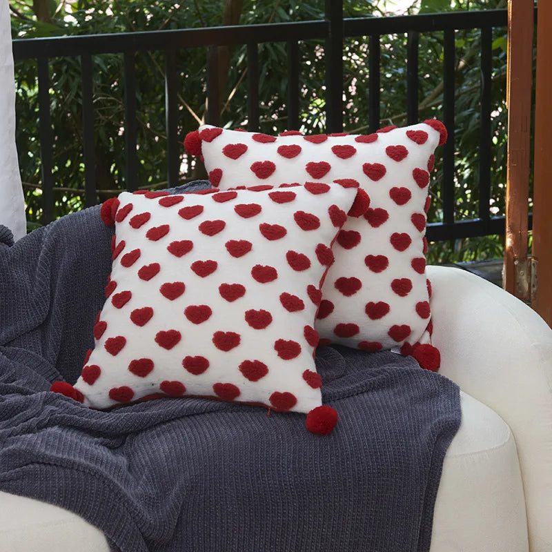 Juego de Fundas de Cojín Bordadas en Forma de Corazón Decorbites™ - Decoración de Simplicidad Nórdica para Sofá