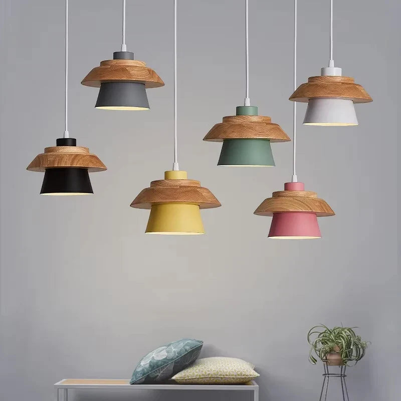 Nordic Macaron Wood Pendant Light