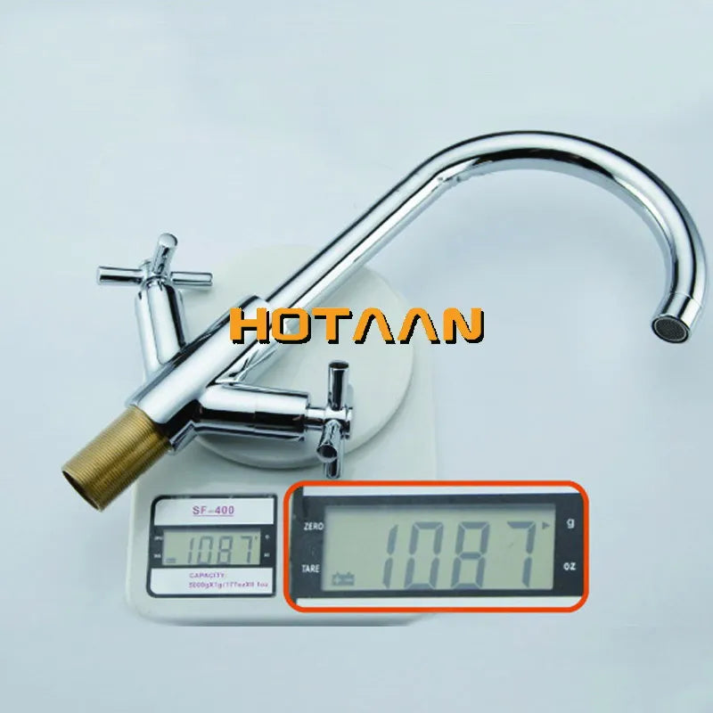 DecorBites™ Kitchen Mixer Tap | Dual Handle Cold Hot Water Swivel Faucet