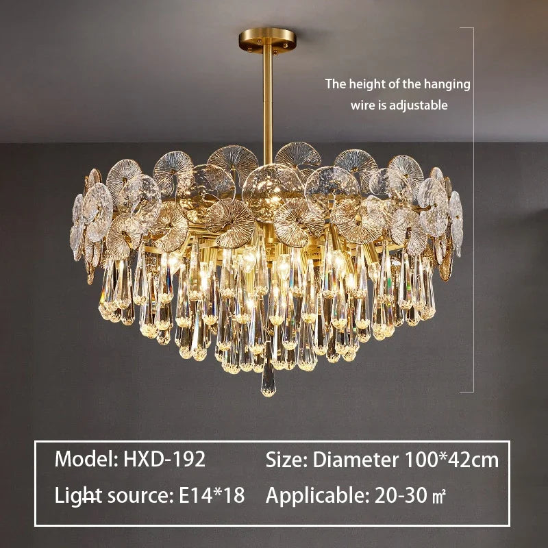 DecorBites™ Crystal Chandelier: Modern Glass Pendant Lights for Living Room Dining Bedroom