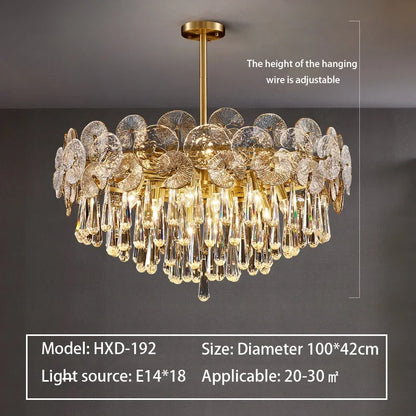 DecorBites™ Crystal Chandelier: Modern Glass Pendant Lights for Living Room Dining Bedroom