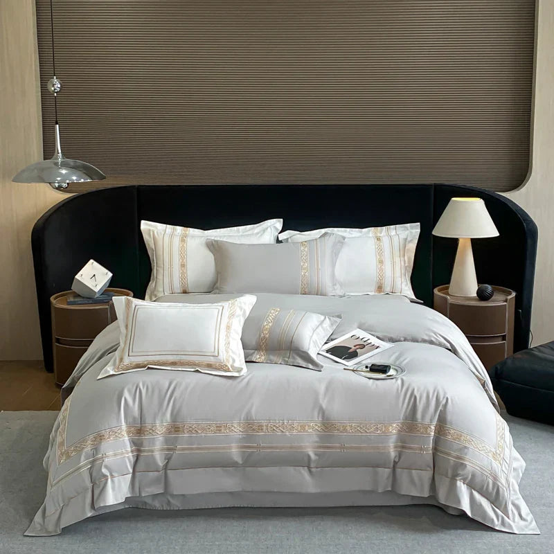 Decobites Luxury Gold Embroidery Hotel Style Bedding Set