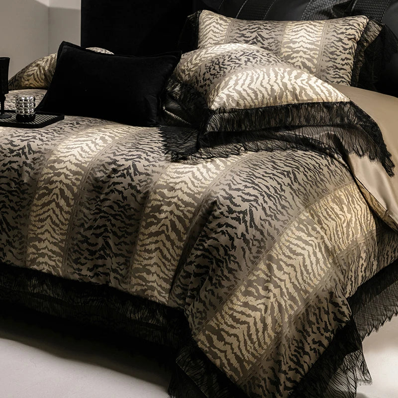 Decobites Vintage Leopard 1000TC Egyptian Cotton Luxury Bedding Set