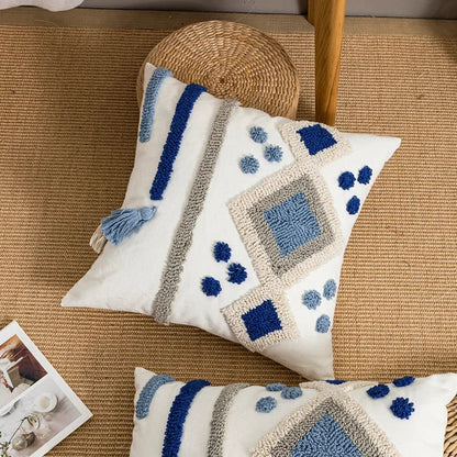 DecorBites™ Boho Loop Tufted Tassel Pillow Cover - Ethnic Embroidered Decorative Cushion