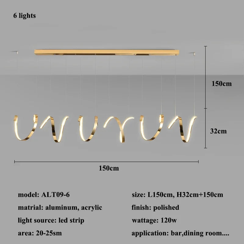Luces colgantes LED irregulares de oro Decorbites™ para la iluminación moderna de salas de estar y comedor
