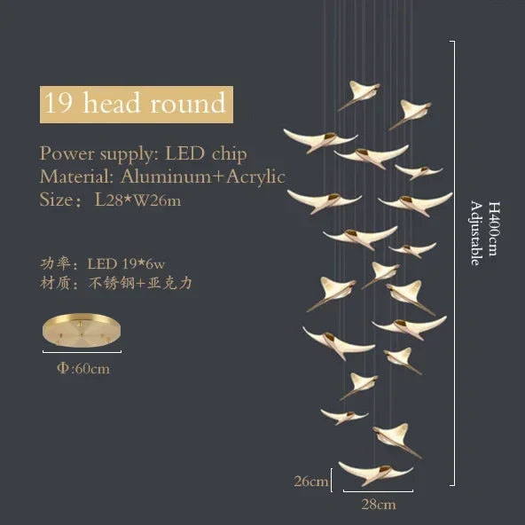 DecorBites™ Dolphin Pendant Chandelier: Luxe Staircase & Lobby Décor for Hotel, Mall & Home