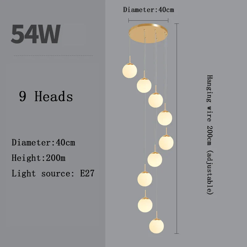 Nordic Glass Staircase Chandelier Pendant Light