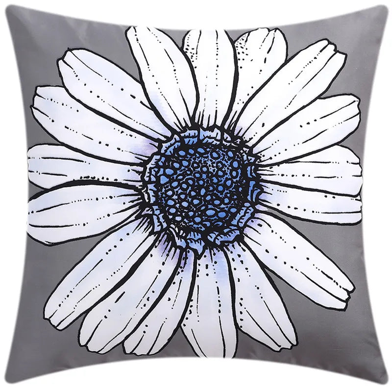 غطاء وسادة أزرق مزهر من DecorBites™ مقاس 45×45 سم للديكور المنزلي العصري وأريكة المكتب