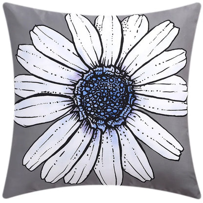 غطاء وسادة أزرق مزهر من DecorBites™ مقاس 45×45 سم للديكور المنزلي العصري وأريكة المكتب