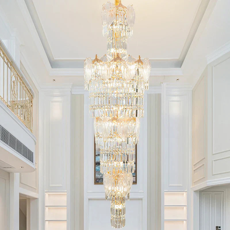 DecorBites™ Crystal European Long Chandelier for Elegant Living Room Décor