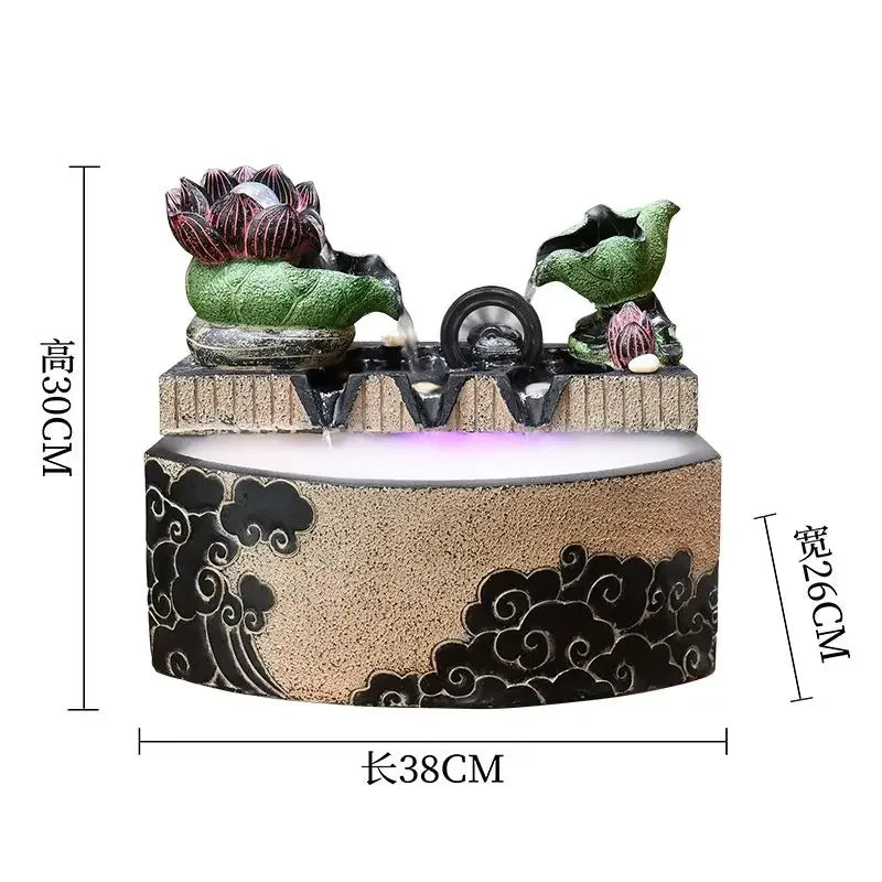 ديكوربايتس™ - ميزة مائية على شكل ورقة لوتس: عجلة دوران حوض السمك فينج شوي للاحتفال بافتتاح منزل جديد