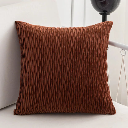 Decobites Velvet Striped Pleated Square Pillowcase