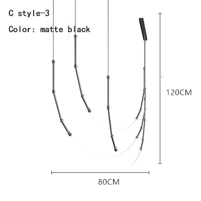 DecorBites™ Leda Black Line Chandelier: Stylish Luminaire for Dining & Living Room; Stairwell Lighting