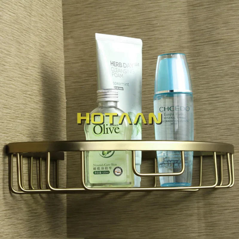 DecorBites™ Aluminum Antique Finish Shower Basket Holder Shelf, Single Layer