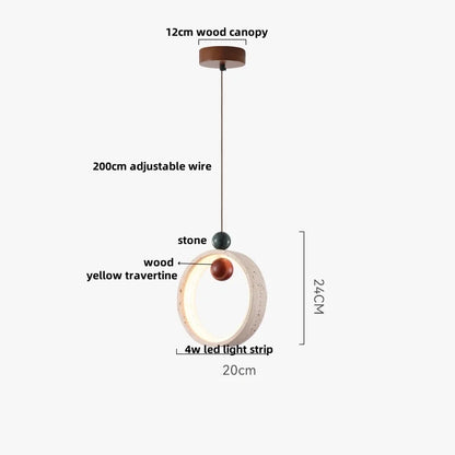 ديكوربايتس™ مصابيح LED خشبية معلقة على شكل مظلة مصباح معلق من حجر الترافرتين الأصفر