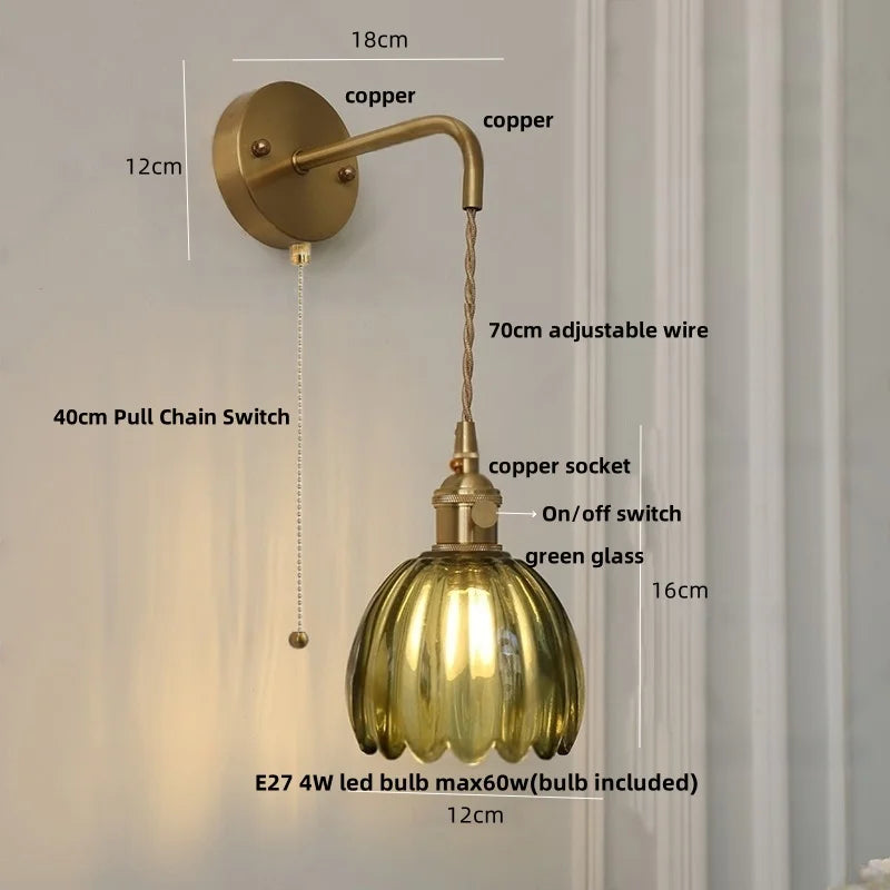 Lámpara de pared LED ajustable de cristal DecorBites™ con interruptor de cadena, diseño nórdico moderno