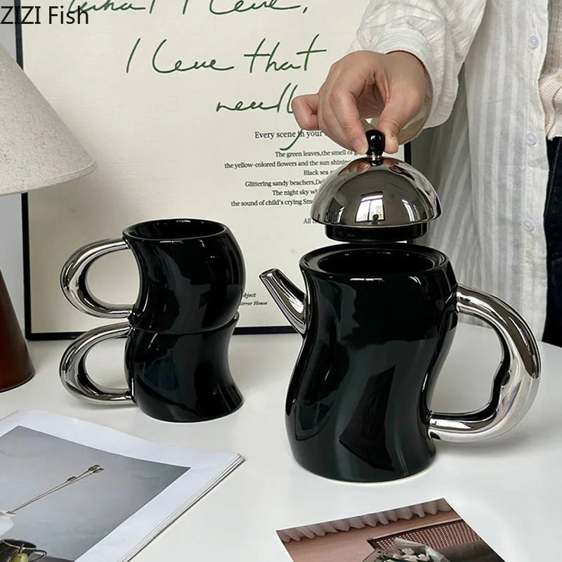 DecorBites™ Bending Design Ceramic Coffee Mug for Dining Table and Tea Time