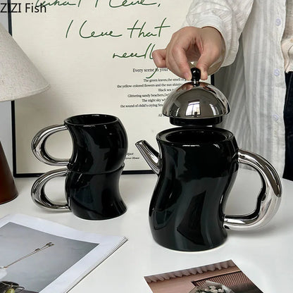 DecorBites™ Bending Design Ceramic Coffee Mug for Dining Table and Tea Time