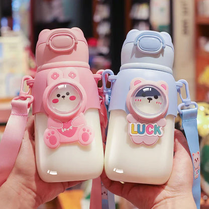 DecorBites™ Kids Cute Cartoon Water Cup with Portable Strap - BPA-Free Student Sippy Cup