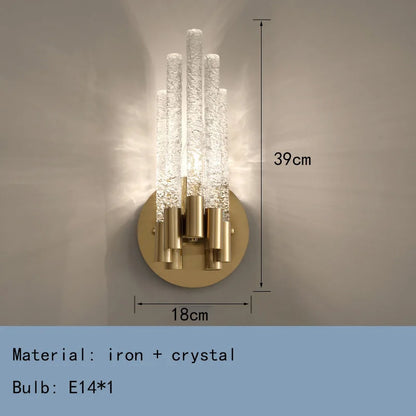 DecorBites™ Gold Metal Glass Wall Sconce, Elegant E14 Bulb Foyer Bedroom Dining Room Lamp