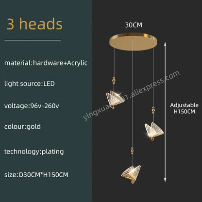 DecorBites™ Butterfly Acrylic Chandelier Modern Ceiling Light Pendant Lamp for Living Room