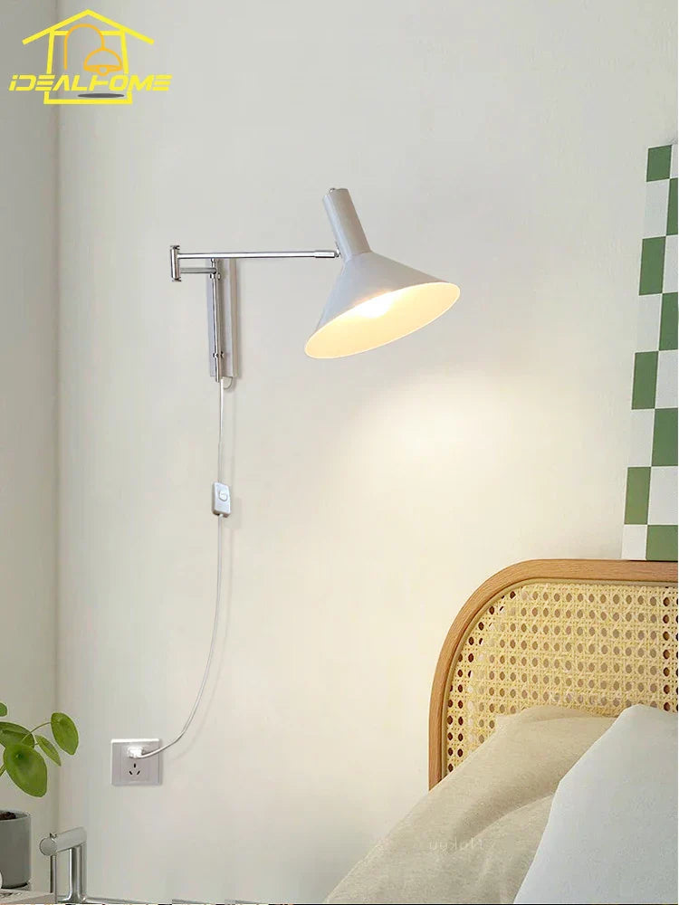 Lámpara de pared DecorBites™ Cream Wind LED E27 con brazo articulado y telescópica, ideal para escaleras, mesilla de noche o lectura.