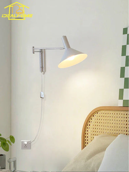 Lámpara de pared DecorBites™ Cream Wind LED E27 con brazo articulado y telescópica, ideal para escaleras, mesilla de noche o lectura.